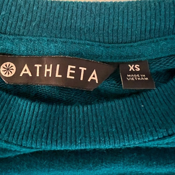 Athleta coastal teal nirvana modal drishti ruched sweater women’s size XS - Picture 6 of 7